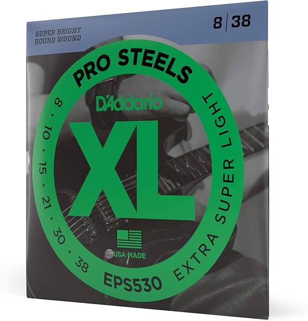 D'Addario EPS530 ProSteels Chaînes de guitare électrique, très grande lumière, 8-38