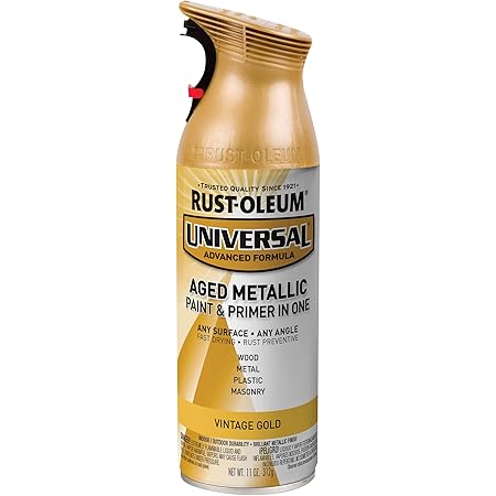 Rust-Oleum 342918 Universal All Surface Spray Paint, 11 oz, Aged Metallic Vintage Gold