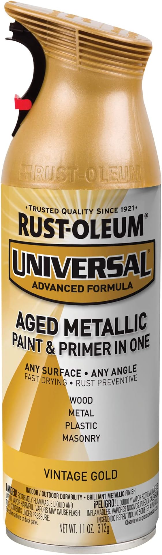 RustOleum 342918 Universal Spray Paint, Aged Metallic Vintage Gold