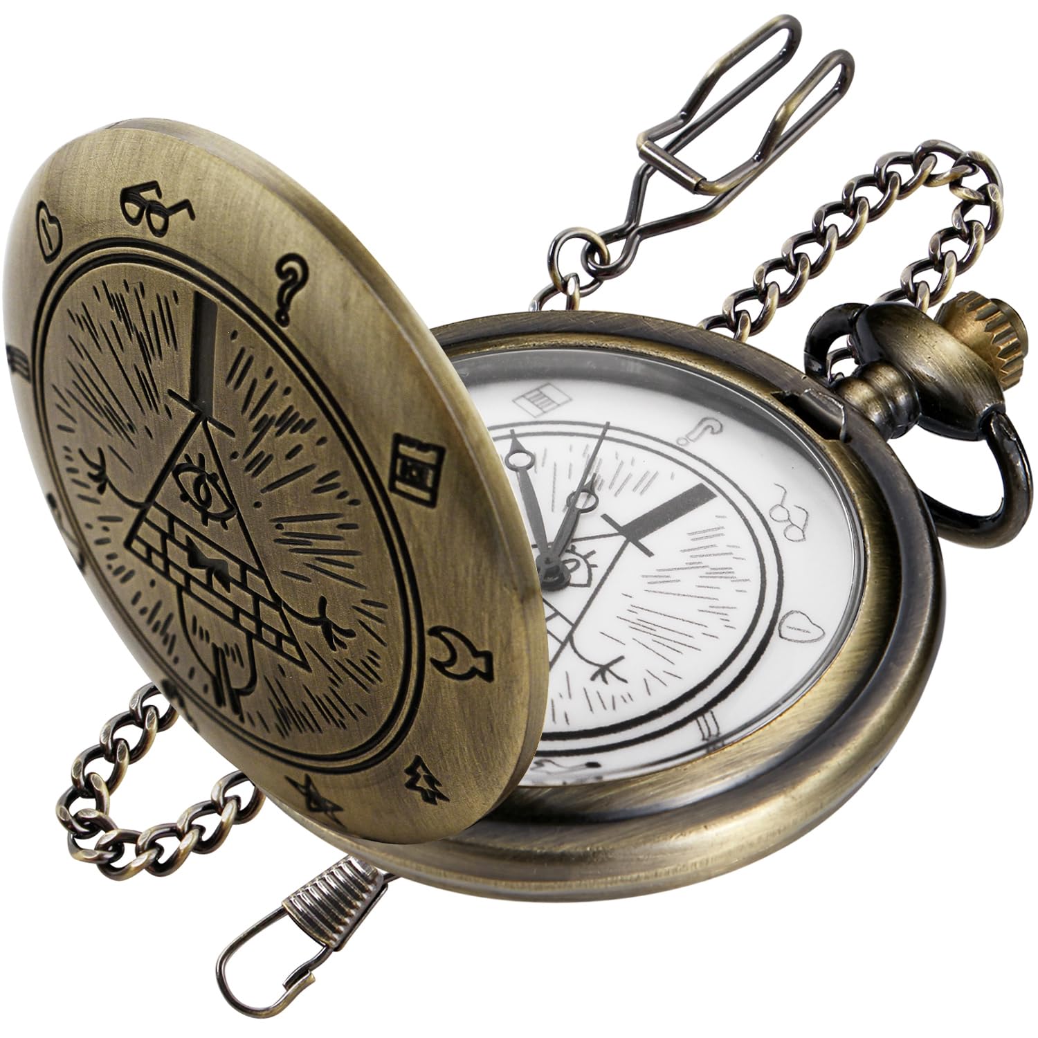 Bronze G Quartz Pocket Watch for Men, Men's Quartz Pocket Watch with Chain
