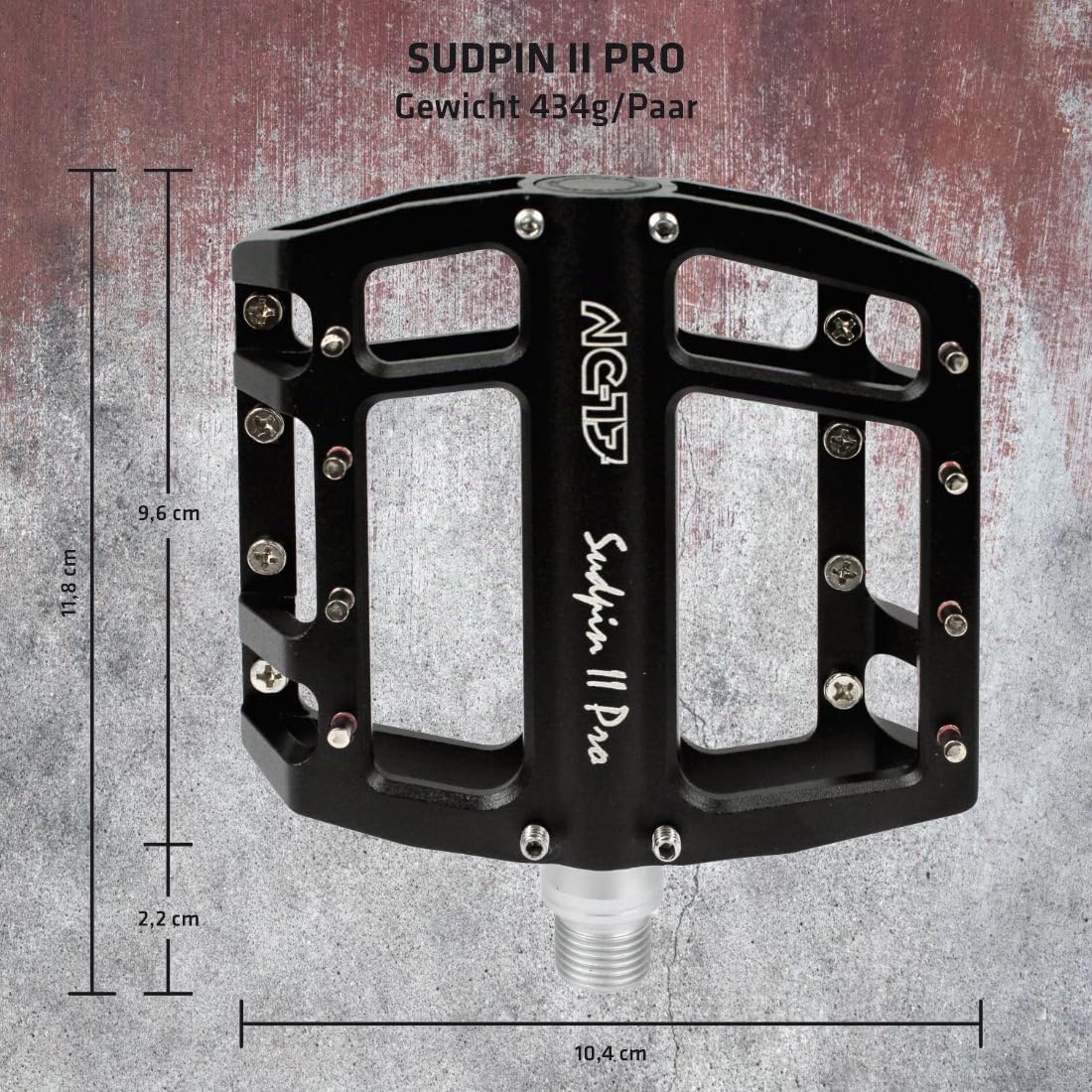 NC-17 Sudpin II Pro Aluminium Plattform Pedale / Fahrrad Pedale MTB / Mountainbike Pedal / BMX Pedal / zwei Kugellager + Cr-Mo Achse / inkl. Ersatzpins