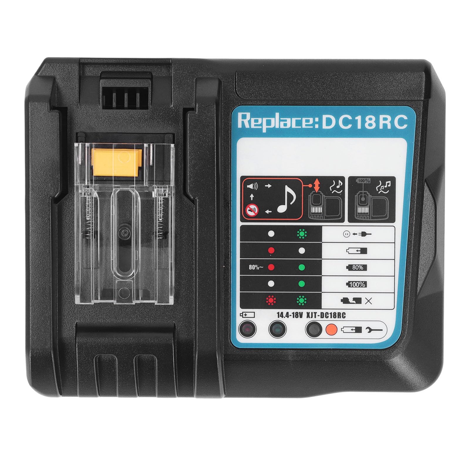 Cargador de Batería de Iones de Litio, 100-240V Profesional DC18RC 18V Cargador de Batería Protección Múltiple para BL1860 para BL1850 para BL1815 (Enchufe de la UE)