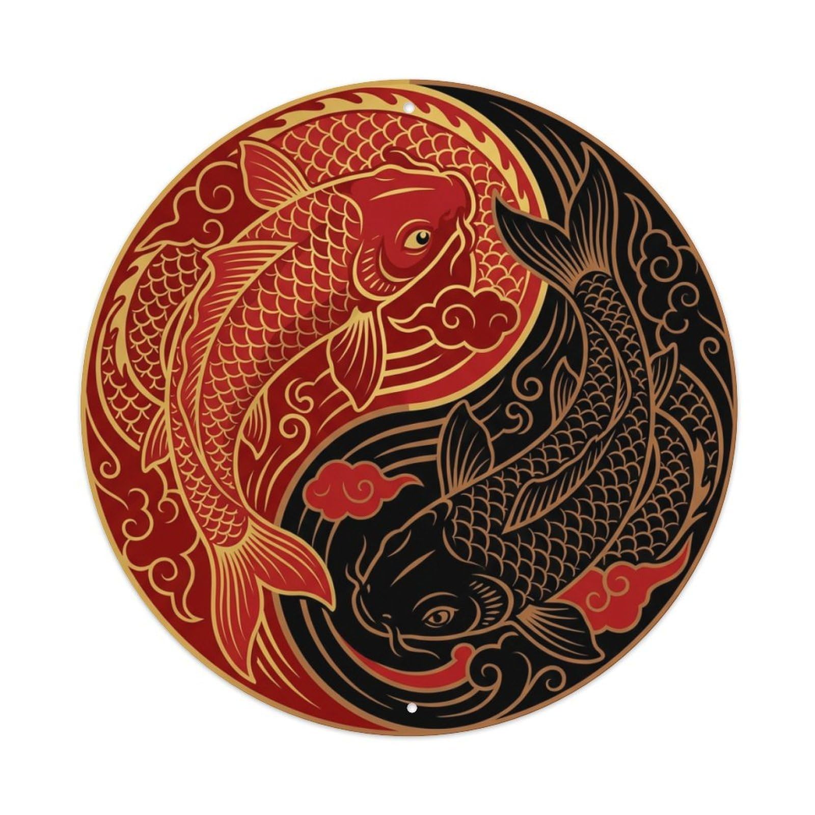 Metal Tin Sign Tai Chi Koi Fish Achievement Art