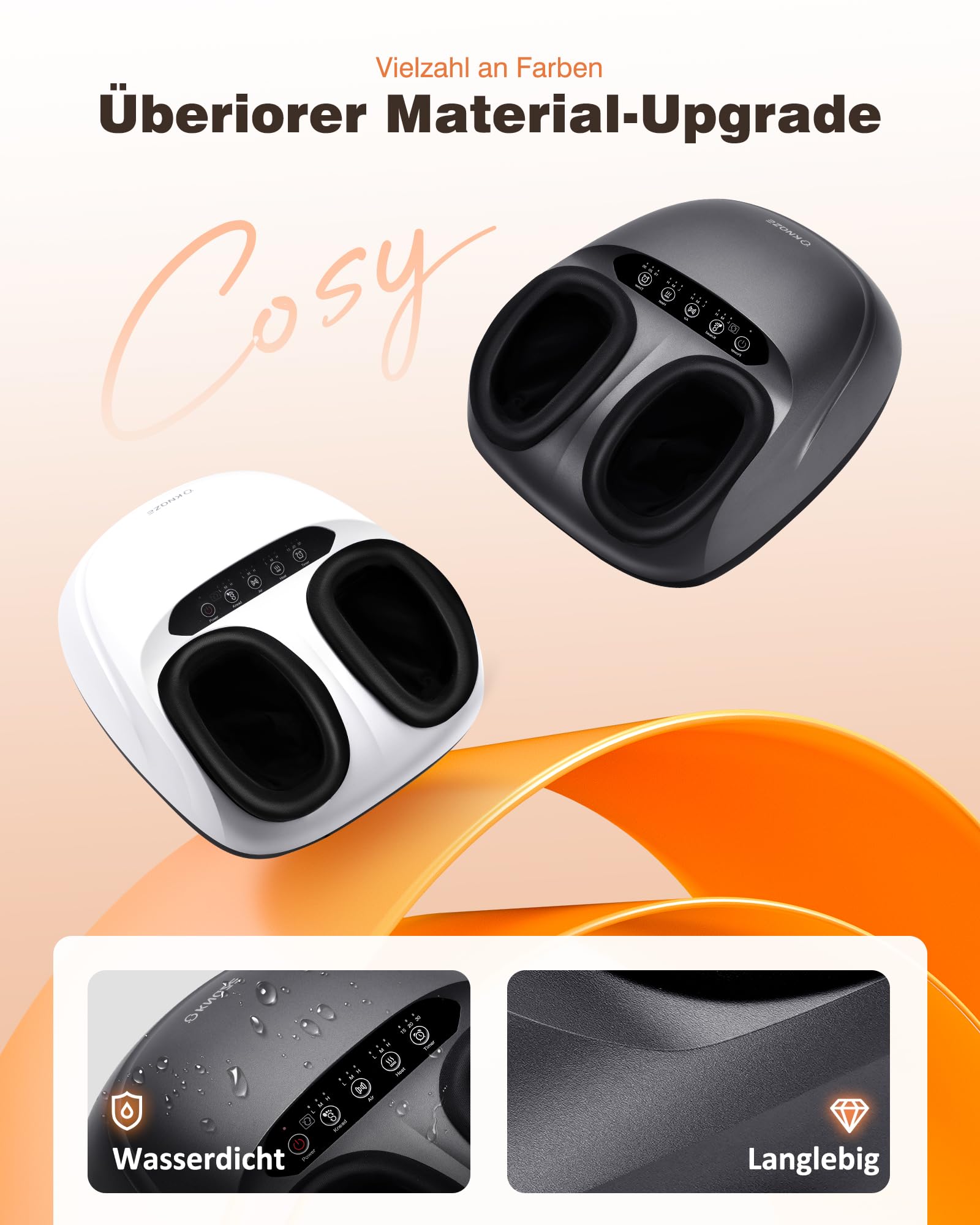 KNQZE Shiatsu Masajeador de Pies con Calor, Amasamiento, Rodillos y Compresión de Aire, 2026 Eléctrico Masajeador Pies para Fascitis Plantar y Alivio del Dolor, 3 Modos de Calor y Masaje, Regalo, Gris