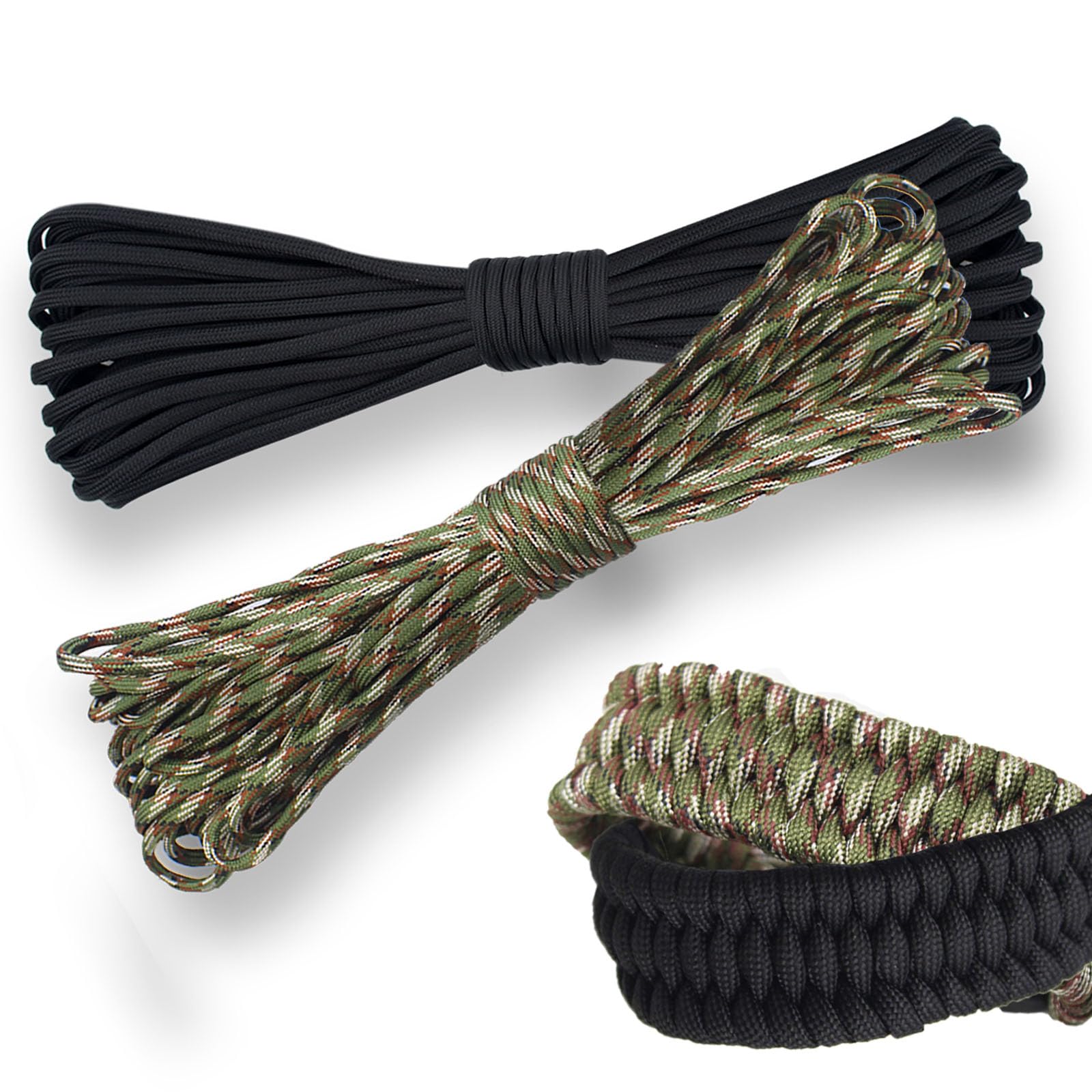 2 Pezzi Paracord 4mm,Corda da Paracadute,Cavo Multiuso,2 Colori 31m Ciascuno,Ideale per Il Campeggio,l'outdoor,Intrecciare Braccialetti,Fatto a Mano(7 Fili)