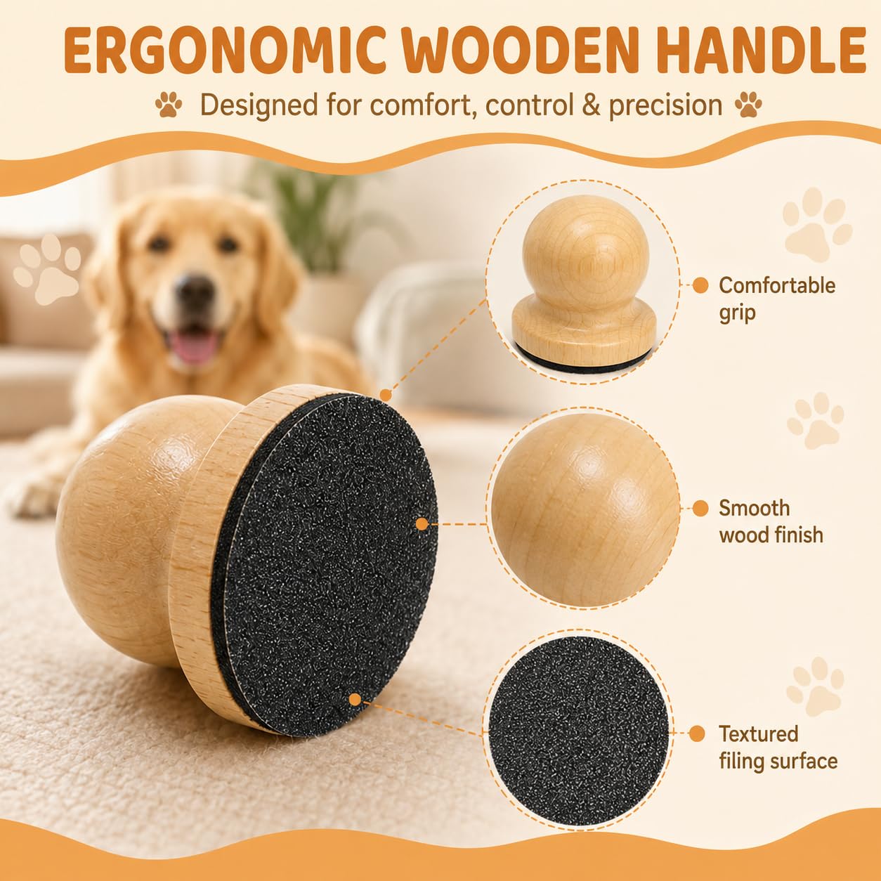 Hundenagelfeile aus Holz, 2er-Set mit 6 Ersatz-Schleifpads，Schwarz | 2 Hundenagelfeilen aus Holz, austauschbare Schleifpads und manuelle Kontrolle für die regelmäßige Krallenpflege