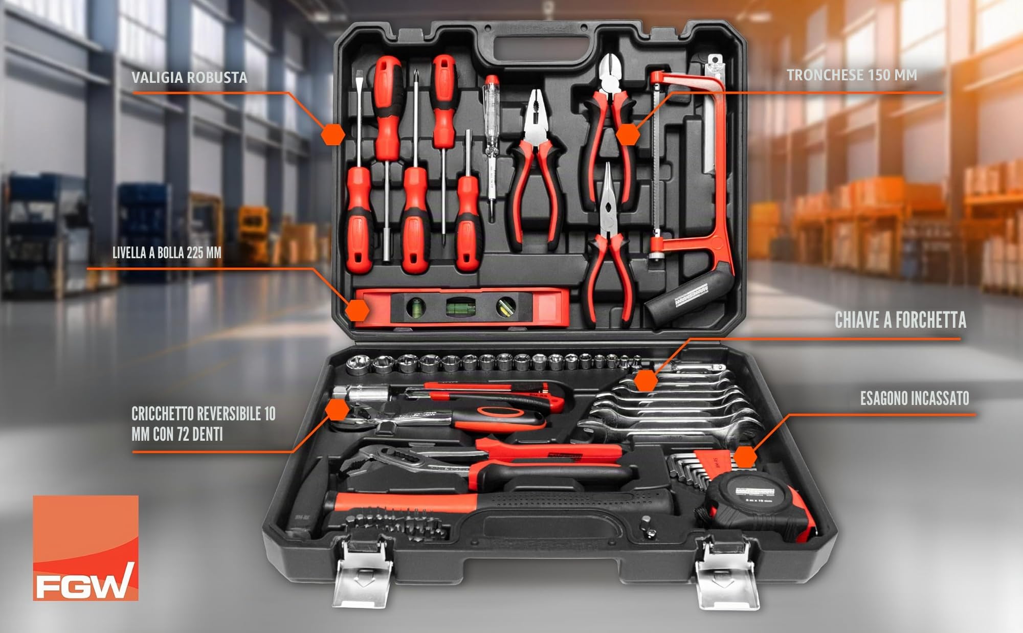 Brüder Mannesmann Set di attrezzi da 95 pezzi M29083