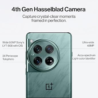 OnePlus 12 Unlocked Android Phone Snapdragon 8 Gen 3 Phone w/ 16GB RAM, Hasselblad Camera, Dual SIM, 2K 120Hz ProXDR Display, 5400mAh Battery, SUPERVOOC Charging, OxygenOS (512GB, Flowy Emerald)