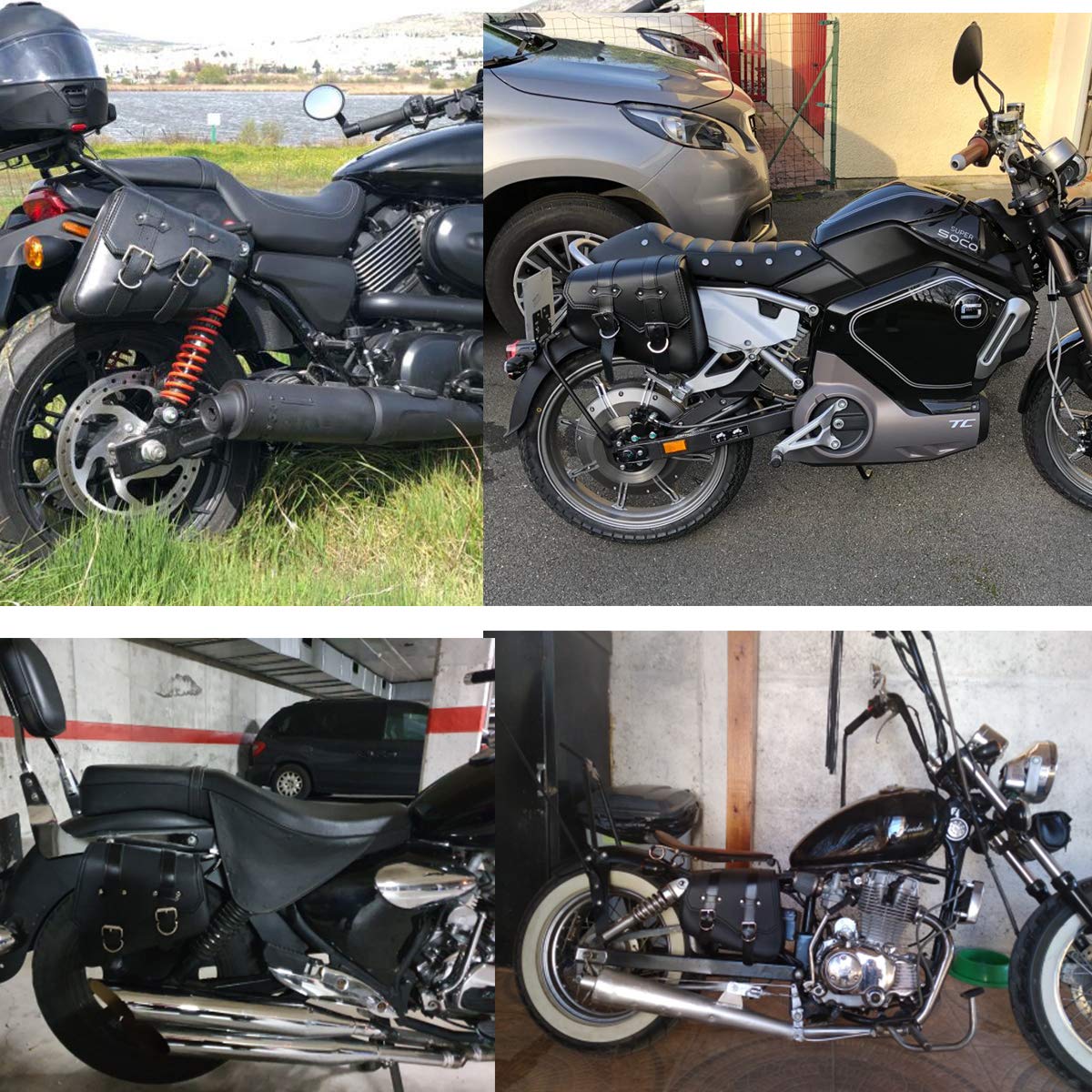 Motocicleta PU Cuero Alforja Universal Motocicletas Herramientas Bolsas (Derecha)