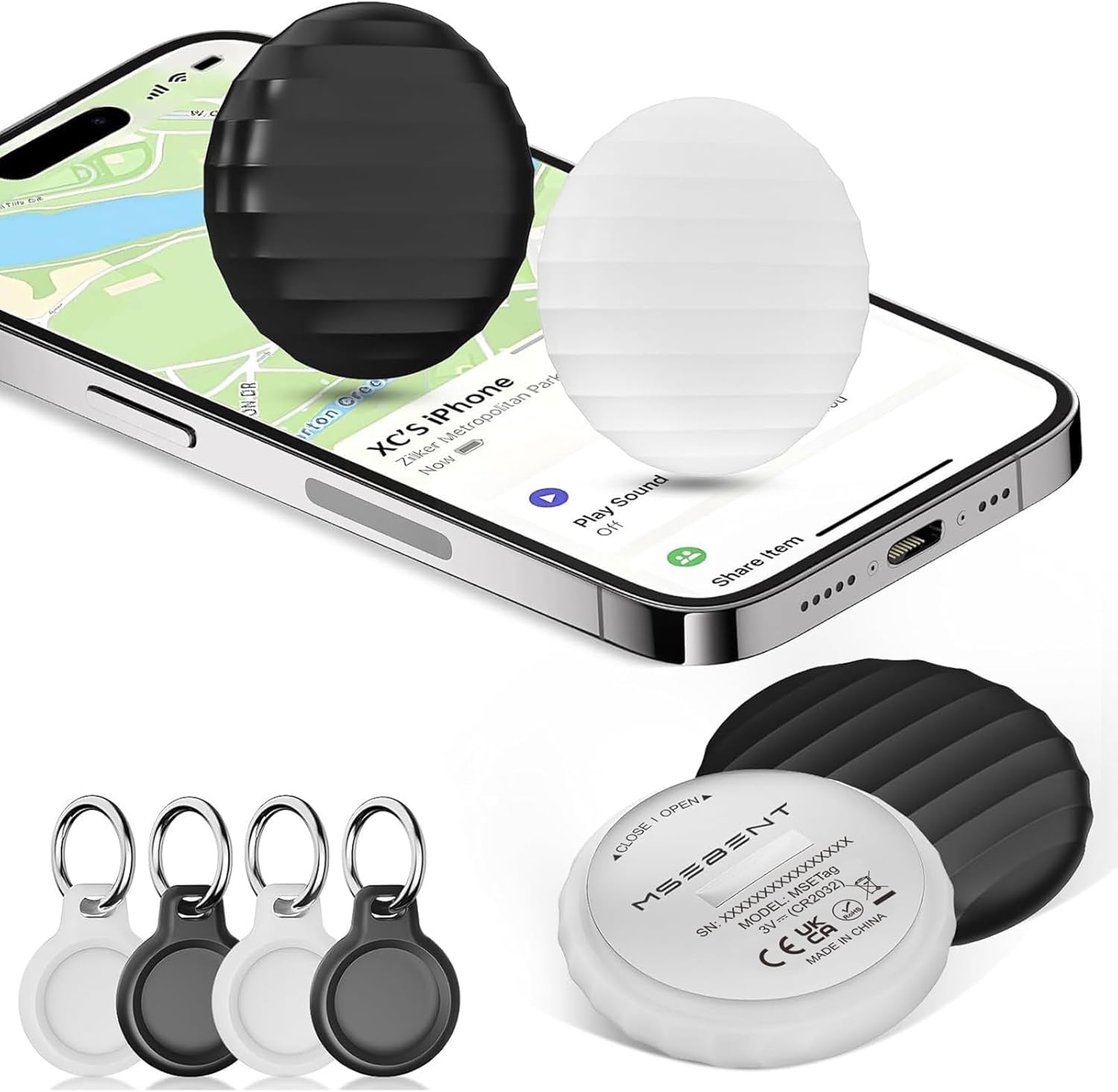 Tracker Tag (4 Pack) - Apple MFi Certified & IP67 Waterproof | Works with Apple Find My Network (iOS) to Track Keys, Wallet, Luggage & More
