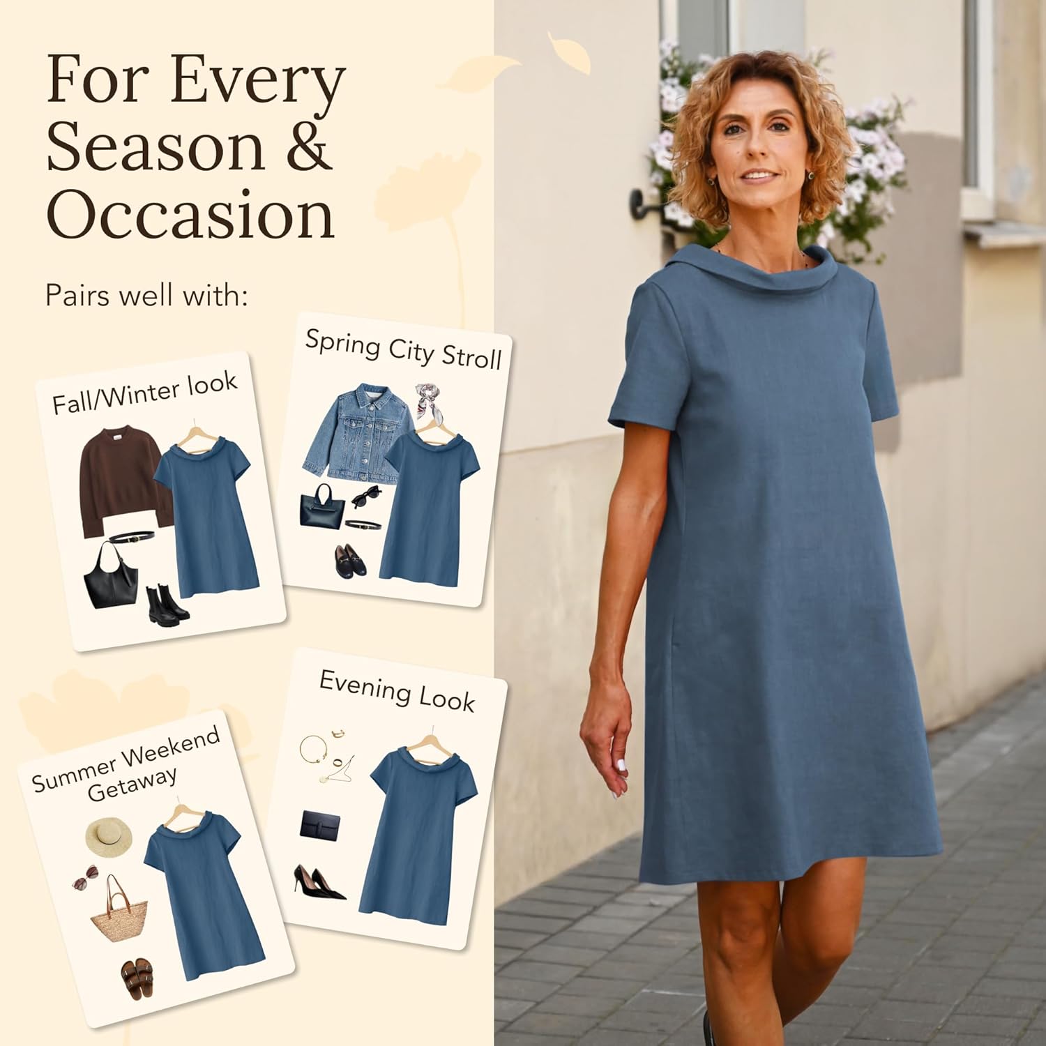 LeMuse Women’s Linen A-Line Dress – Short Sleeve Above The Knee Casual Dress with Pockets, Lightweight - All-Seasons Wear - Image 5