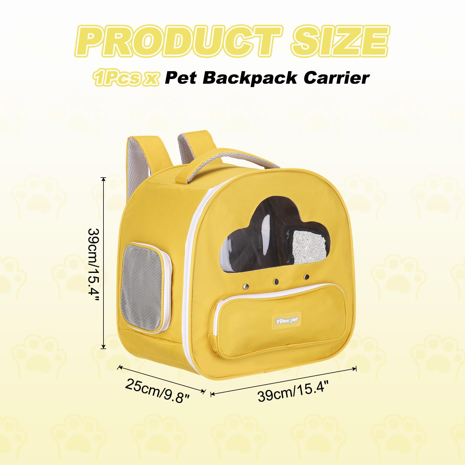 sourcing map Katzenrucksack, großer Platz und atmungsaktiv, Haustier-Wanderrucksack, Reiserucksack für Katzen oder kleine Hunde, Welpen, geeignet für Wandern/Camping/Reisen (Gelb, 38,1 x 25,4 x 38,1