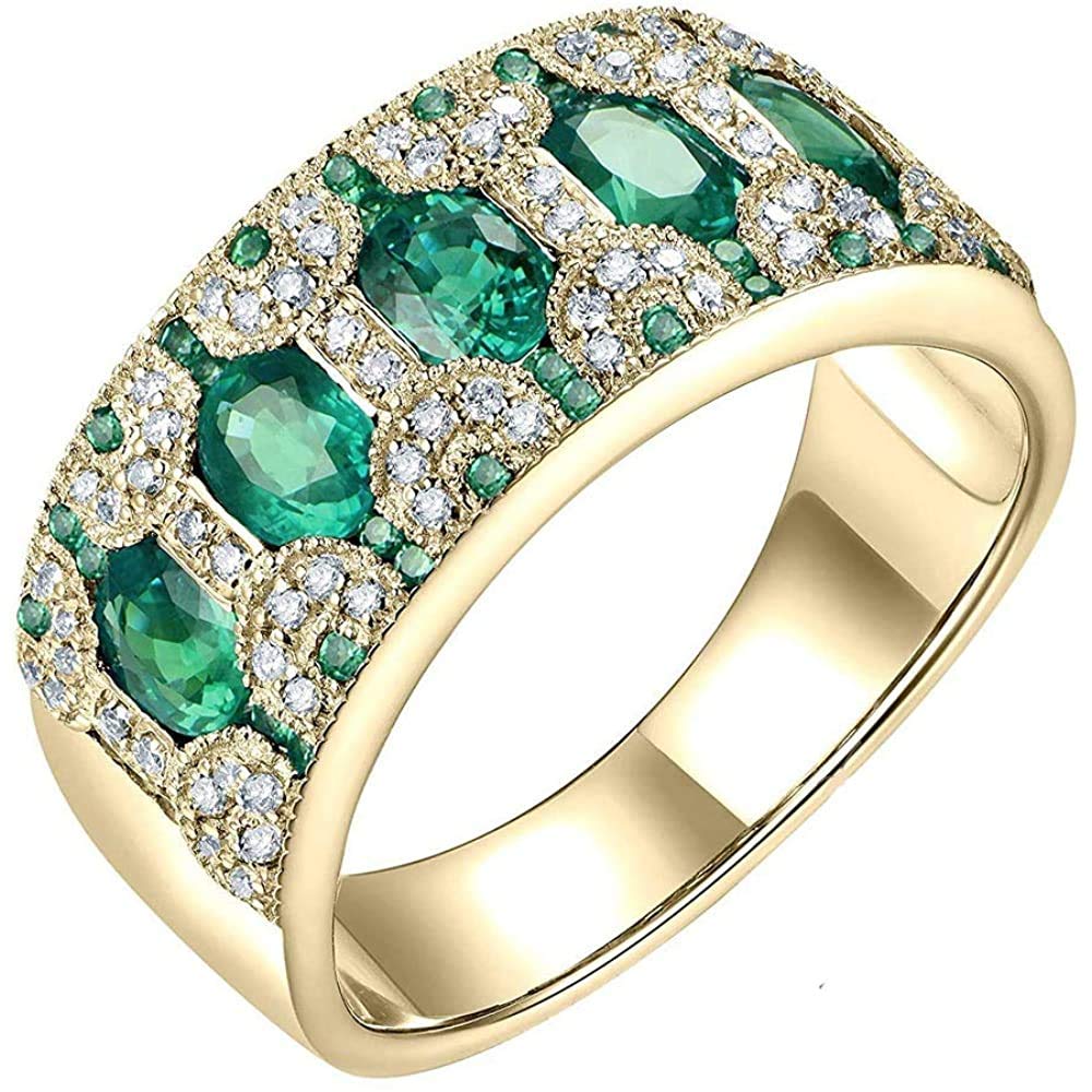 14k Rose White Yellow Gold Beautiful Natural Emerald Sapphire Ruby Engagement Rings Wedding Band for Women Promotion