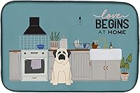 Vista 487 de Caroline's Treasures CK7824DDM - Tapete absorbente para secado de platos con diseño de bulldog inglés, rojo y blanco, para encimera de cocina, 14 x