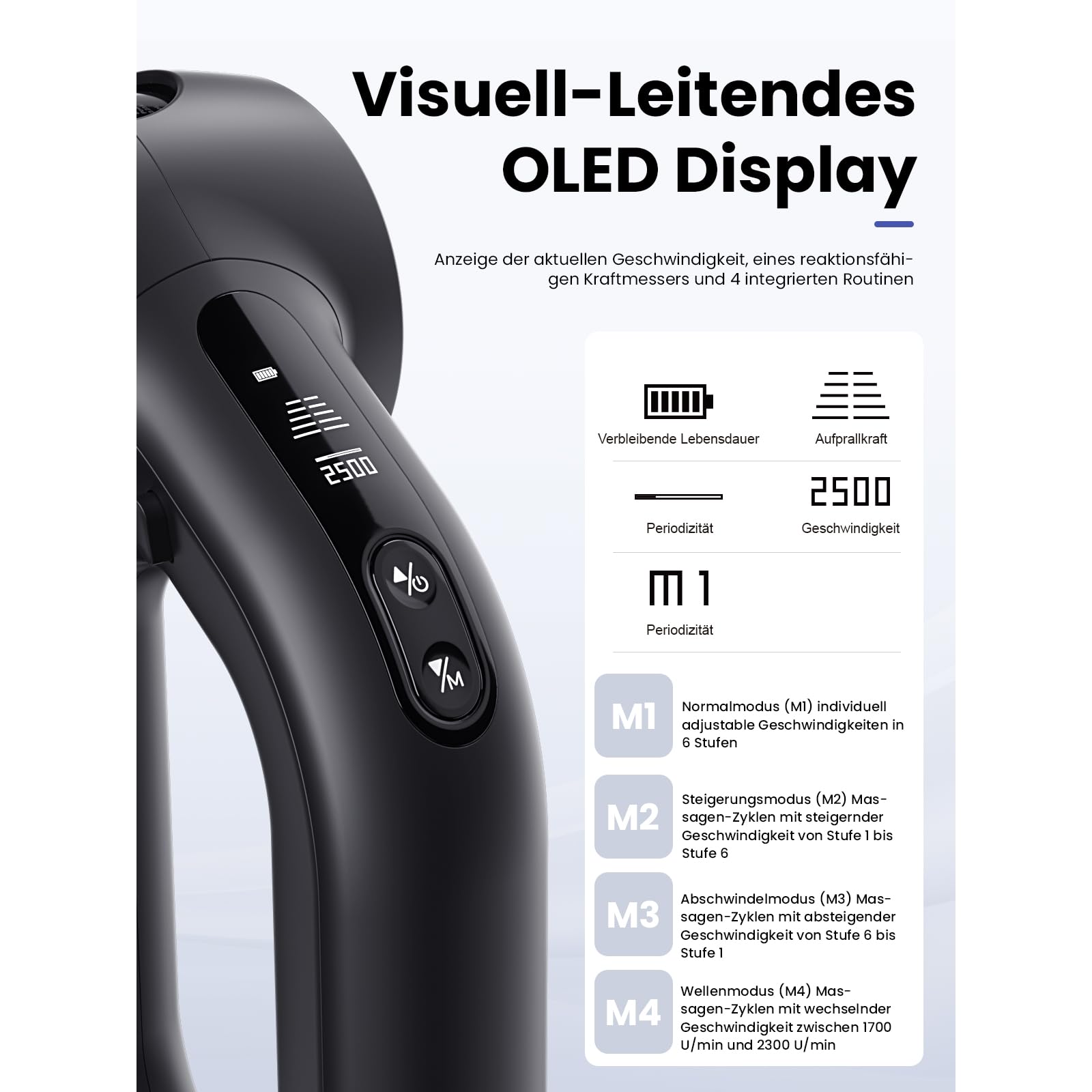 Bob and Brad D6 Pro Massagepistole mit 16mm Amplitude und OLED-Bildschirm, Percussion Massage Gun Muskel Massagegerät mit Tragetasche, Massage Pistole für Schulter Rücken Bein Muskelentspannung