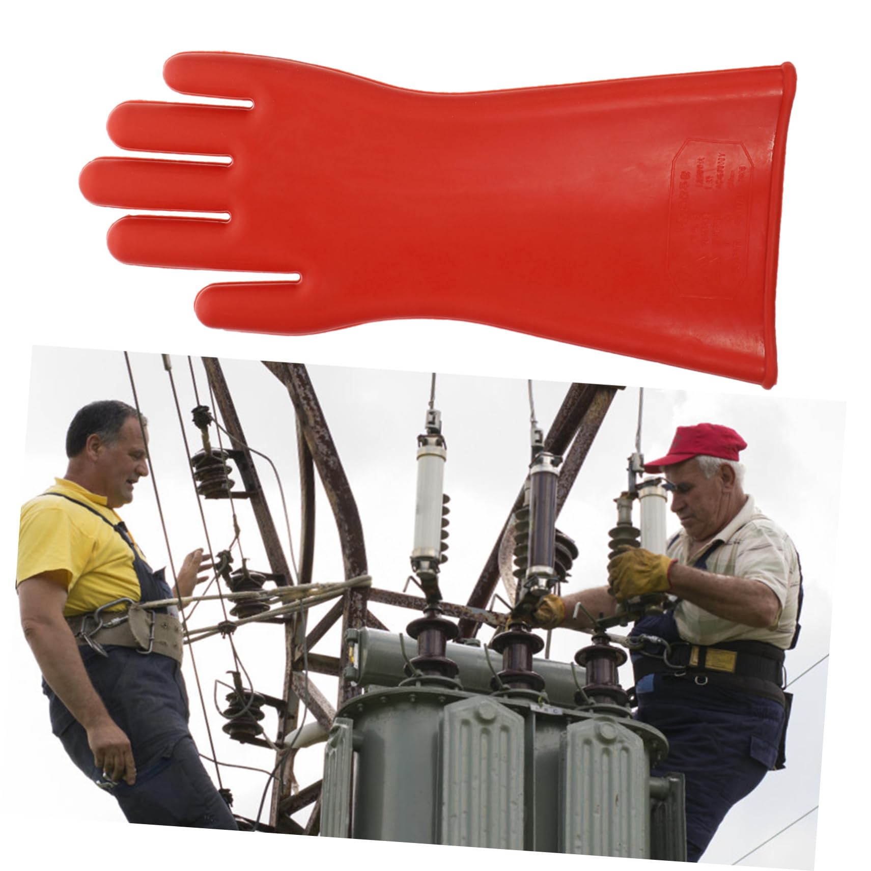 Veemoon Moufles Isolants de Travail en Caoutchouc Rouge Haute Tension Résistance à Haute Pression et Légèreté, pour Travaux et Applications Industrielles