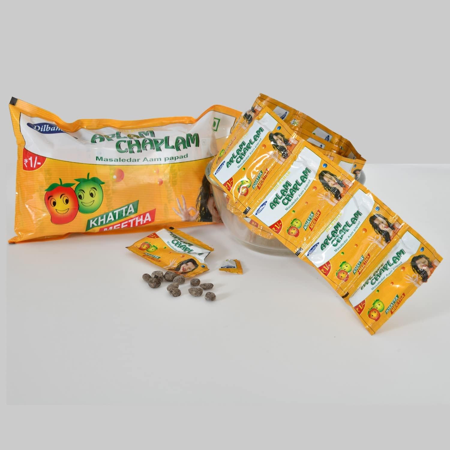 Dilbahar's Aam Pachak Meetha Goli | Digestive Goli Pachak | Mukhwas Mouth Freshener | Aplam Chaplam Churan Goli | After-Meal Treat | Khatta Meetha Pachak Hazma (Pack Of 7 (1Rs. Sachet))