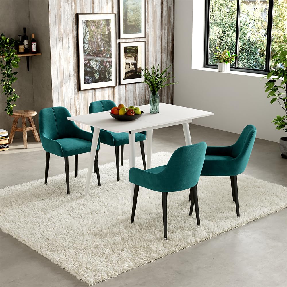 Vicco Mesa de Comedor Beaver, Blanco, 80-110 x 70 cm | Extensible, para uso flexible como mesa de comedor o de trabajo