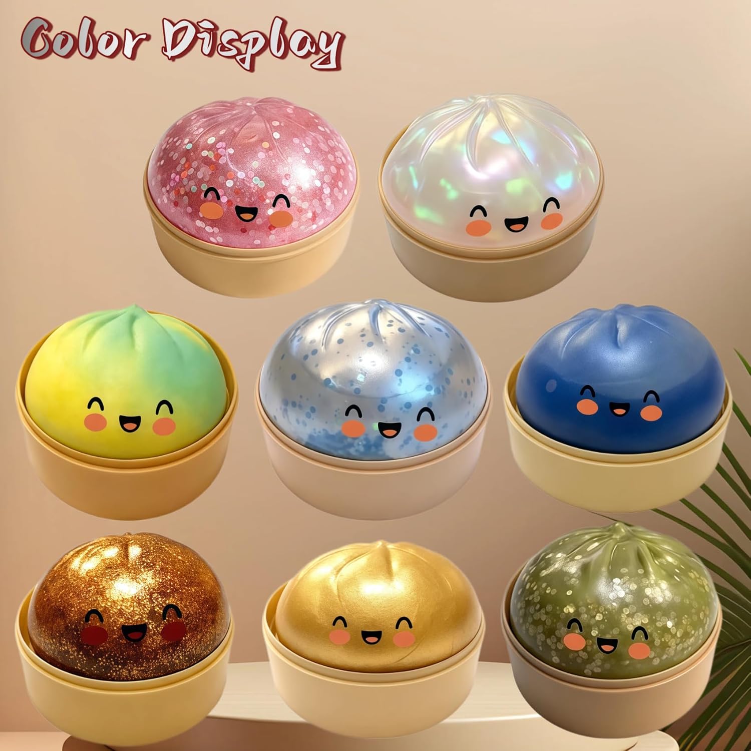 Genérico Dumpling Squishy - Stress Relief for Adults, Slow Bouncer, Collectible Desk Toy (Pink)