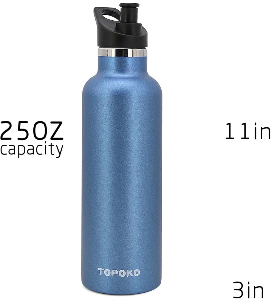 Amazon.co.jp: 25オンス ハンドル付き二層壁水筒・ストロー蓋、真空