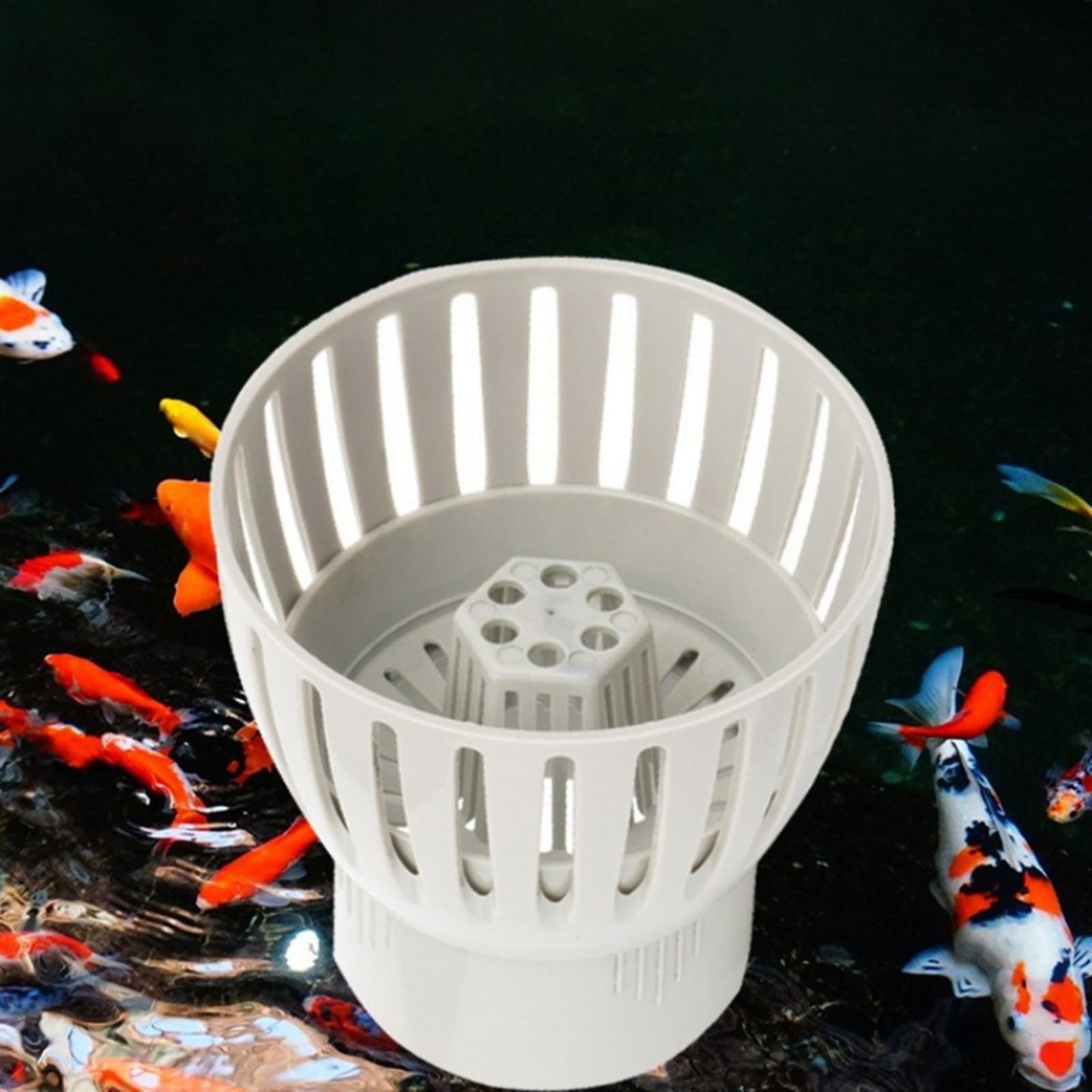 Écumoire de vidange de bassin Koi avec hauteur réglable, collecteur de débris en ABS pour un contrôle efficace de l'eau et pour un entretien facile, blanc (50 mm-110 mm) (110T)