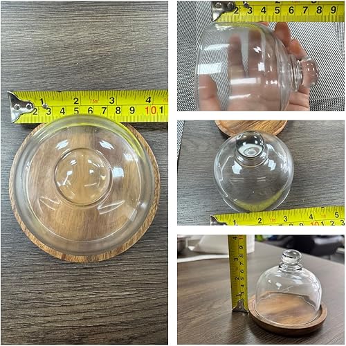 Miniatura 2 de Rikyo 2 juegos de mini soporte para tartas, plato de servidor de platos para pasteles con cúpula, soporte de madera de 4 pulgadas con cubierta de