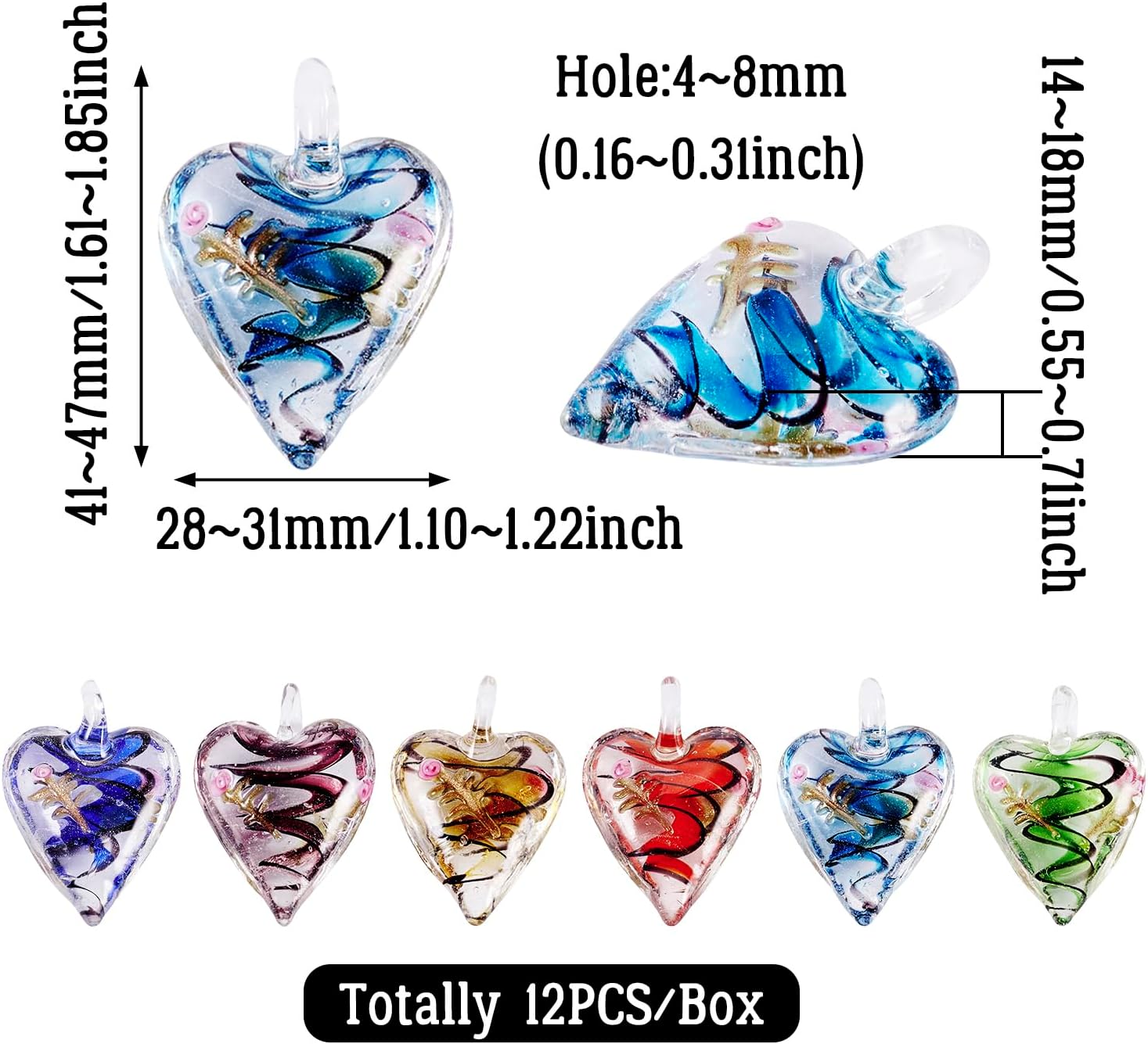 Craftdady Lampwork Glass Pendants 3D Crystal Butterfly Cat Teardrop Heart Fish Parrot Playing Card Charms for DIY Bracelets Earrings Jewelry Making