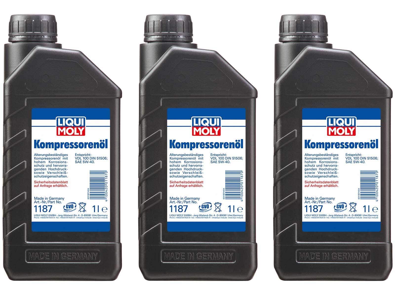 3X Original Liqui Moly 1L Kompressorenöl Öl Compressor Oil Schmiersicherheit