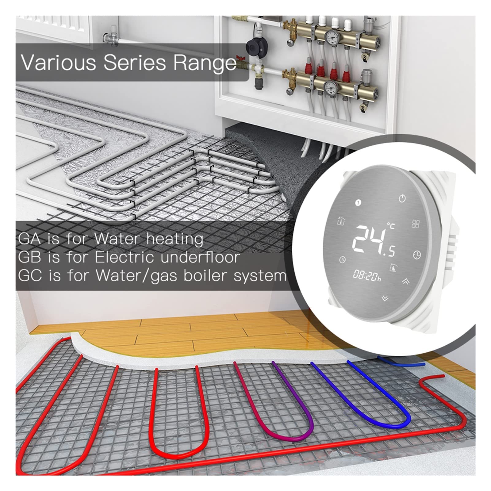 Termometro da interno igrometro digitale Regolatore di temperatura del termostato Smart WiFi for acqua/elettrico riscaldamento del pavimento acqua/lavori della caldaia del gas Con display LCD(For