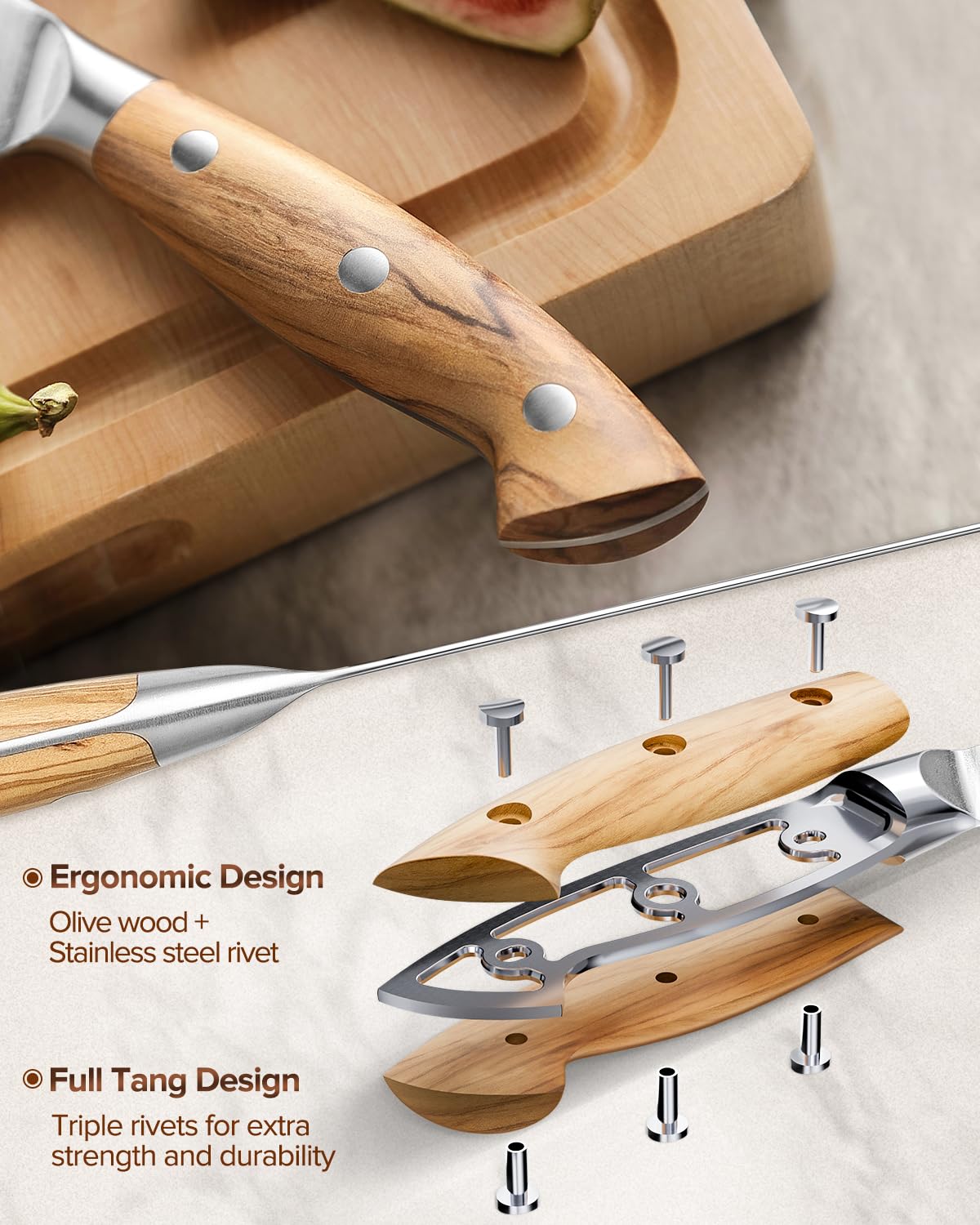 XINZUO Verbundstahl 13,5cm Küchen Allzweckmesser Handgeschmiedet scharfe Universalmesser -kohlenstoffreichem Stahl Obstmesser Schälmesser -Ergonomischer Griff aus Olivenholz -Exquisite Geschenkbox