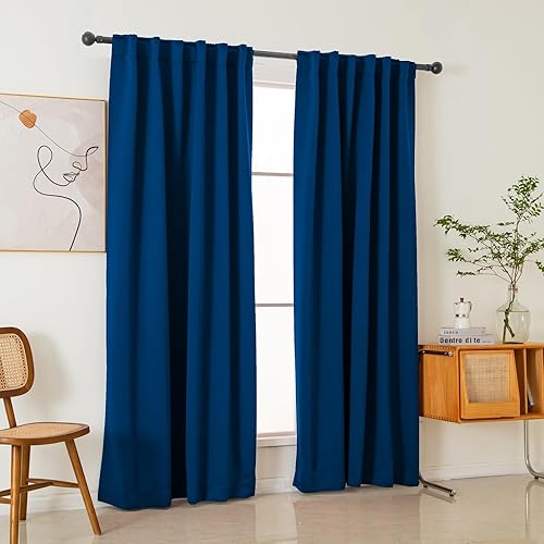 Miniatura 2 de Pickluc Cortinas opacas de 96 pulgadas de largo, 2 paneles de cortinas opacas para dormitorio o sala de estar, pestaña trasera y bolsillo para