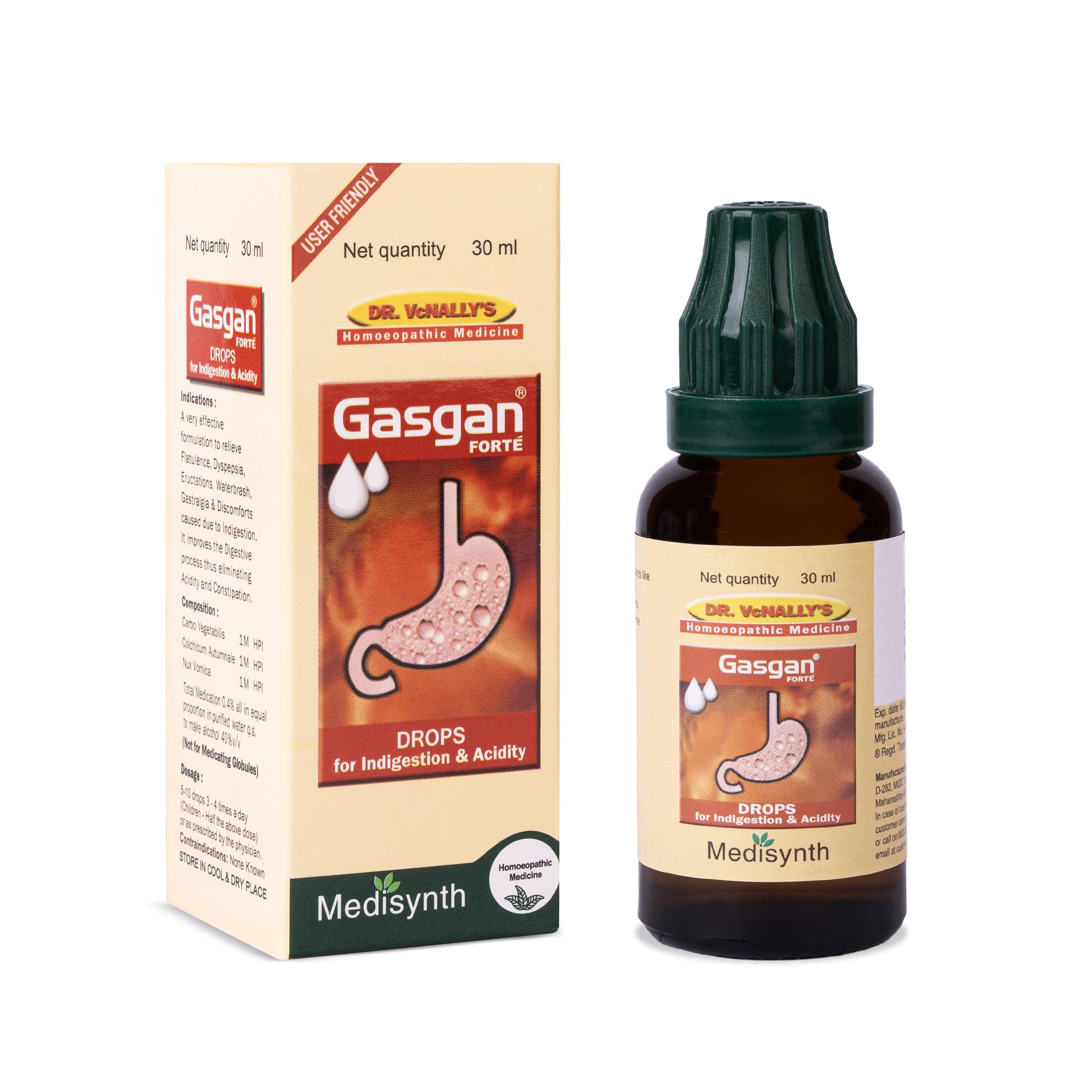 MEDISYNTH Gasgan Forte Drops (30ml) Pack of 1 | Homeopathic Medicine for Acidity, Indigestion & Gastric Discomfort Relief | Batch No. 164 | Expiry - March 2030-image-17