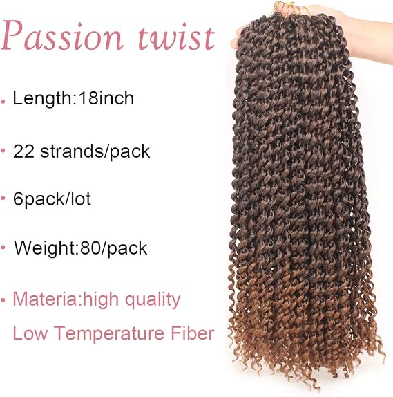 Xtrend 7 Packs 18 inch 18 Strands/Pack Passion Twist Hair for Distressed Butterfly Locs Water Wave Crochet Braiding Hair Bohemian Crochet Braids Synthetic Fiber Natural Hair Extension T30#