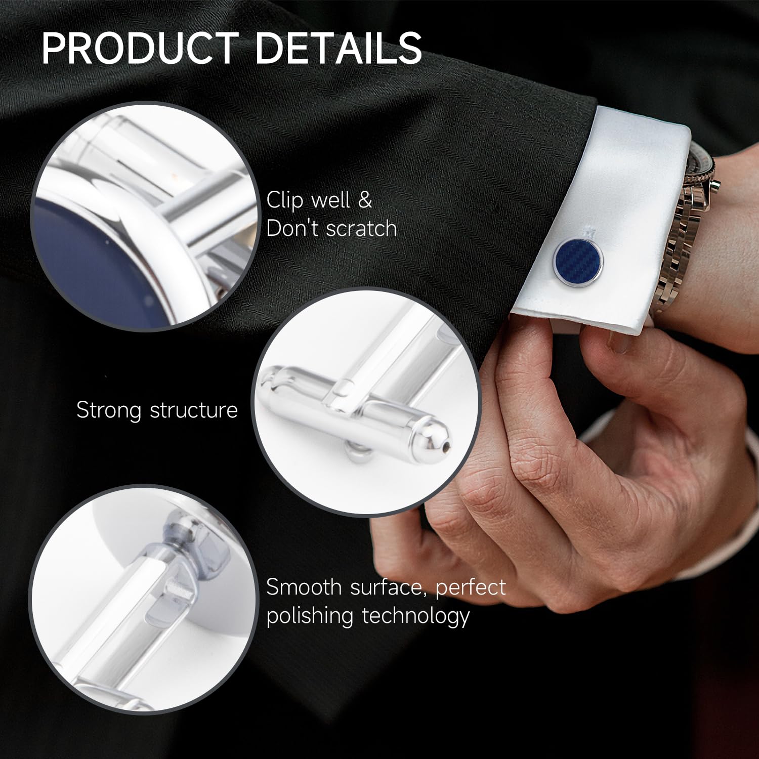 Wynameleri 1 Paar Manschettenknöpfe und 3 Paar Smoking Pins - Herrenschmuck Set mit Geschenkbox, Geschenk für 4 Jahrestag Hochzeit Geschenke für Ihn sexy Stil