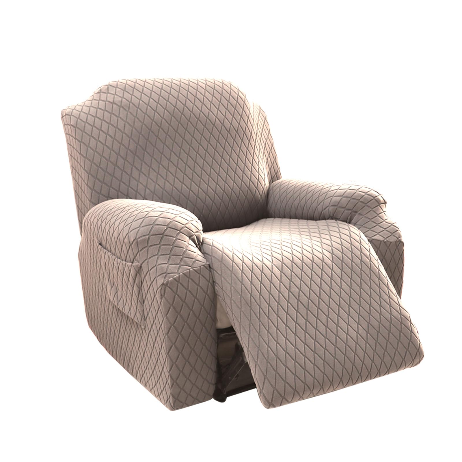 FBKPHSS Copripoltrona Fodera per Poltrona, Coprisedile Poltrona Reclinabile per Chivas con Tasche Lavabile Tessuto Elasticizzato Jacquard Lavabile in Lavatrice,Sand,Single Seat