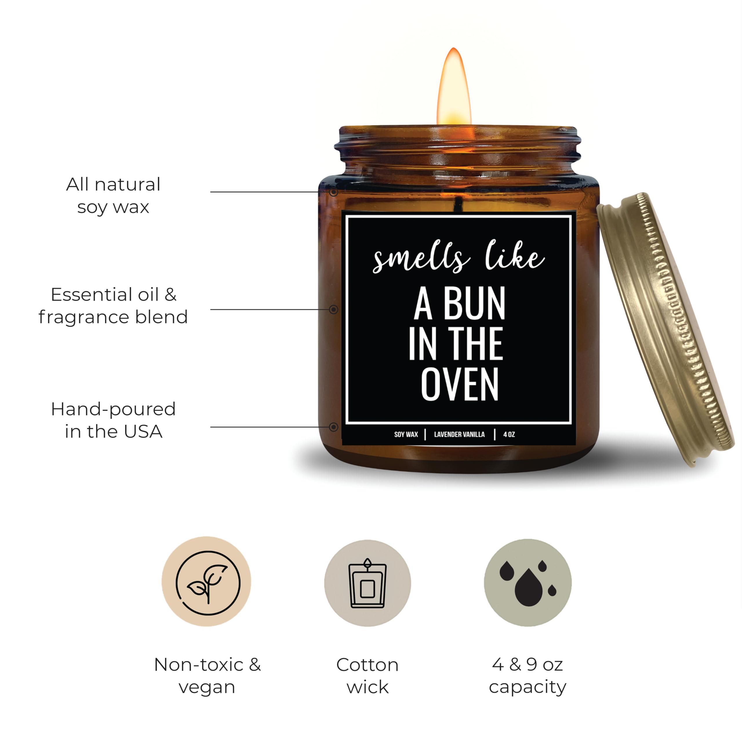 YouNique Designs Pregnancy Announcement Candle for Grandparents Dad Family Uncle Aunt, 4 Oz, Pregnancy Reveal to Parents, White All Natural Soy Vegan Aromatherapy Candles (Lavender&VanillaA 4oz)