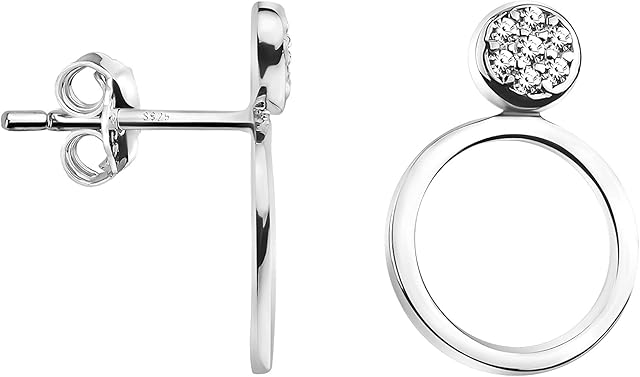 SOFIA MILANI - Women's Earrings 925 Silver - with Zirconia Stones - Circle Stud Earrings - 20868