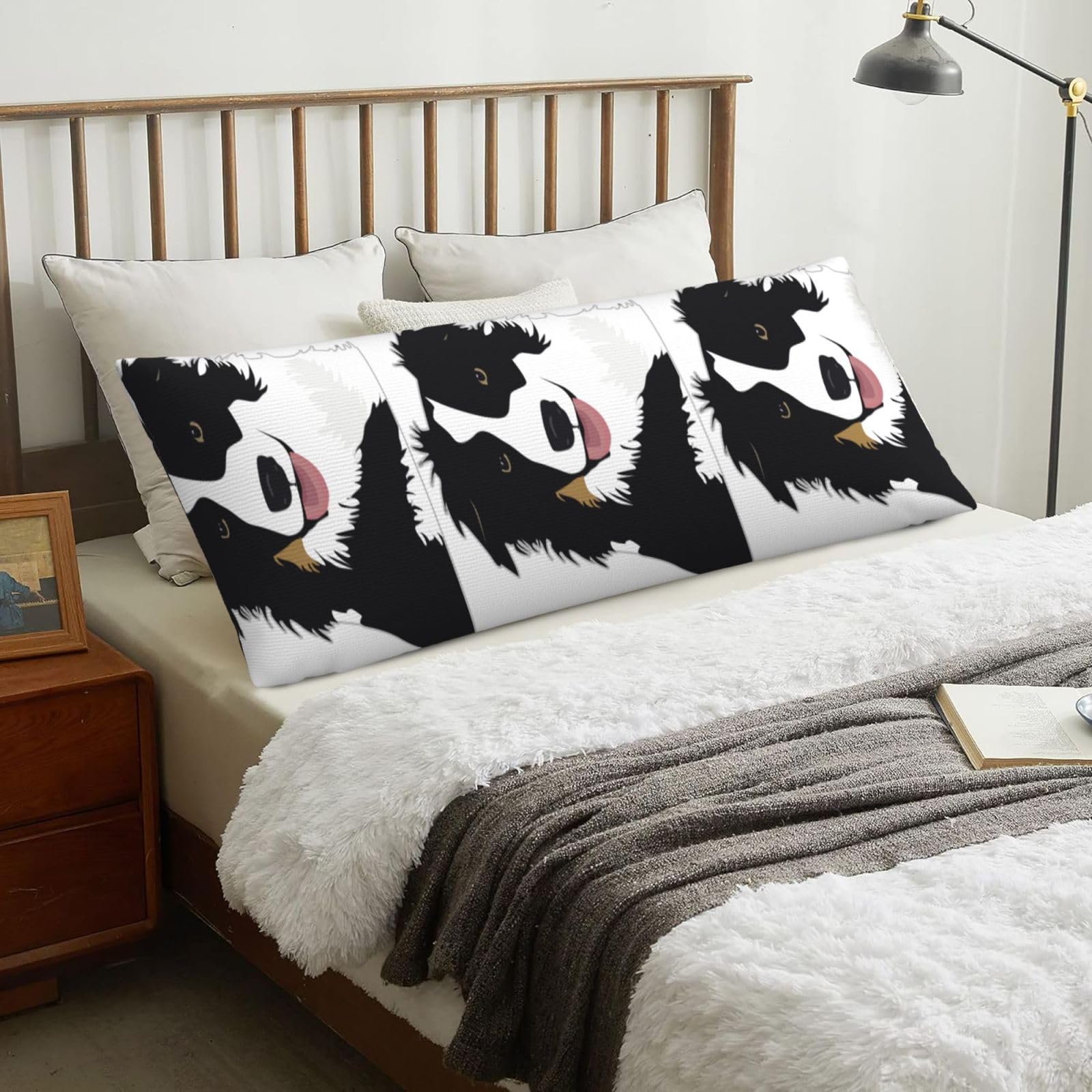 Border Collie Dog, Body Pillow Cover with Zipper,Long Body Pillowcase 20 x 60 in