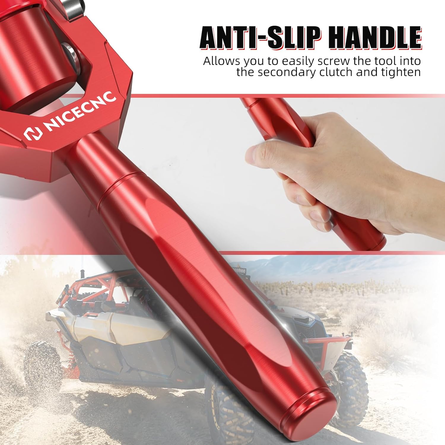 NICECNC Red Clutch Spreader CVT Belt Removal Tool Compatible with Can Am Maverick X3 2017-2021, Commander 1000R 4x4 DPS 2018-2023, Maverick Sport 1000R 4x4 XRC 2019-2023, See Fitments