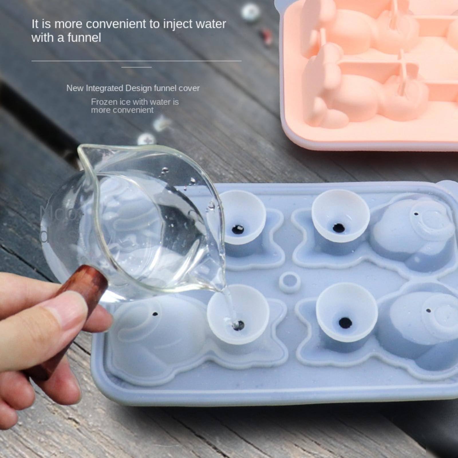Vassoio per cubetti di ghiaccio in silicone con coperchio 6 griglie