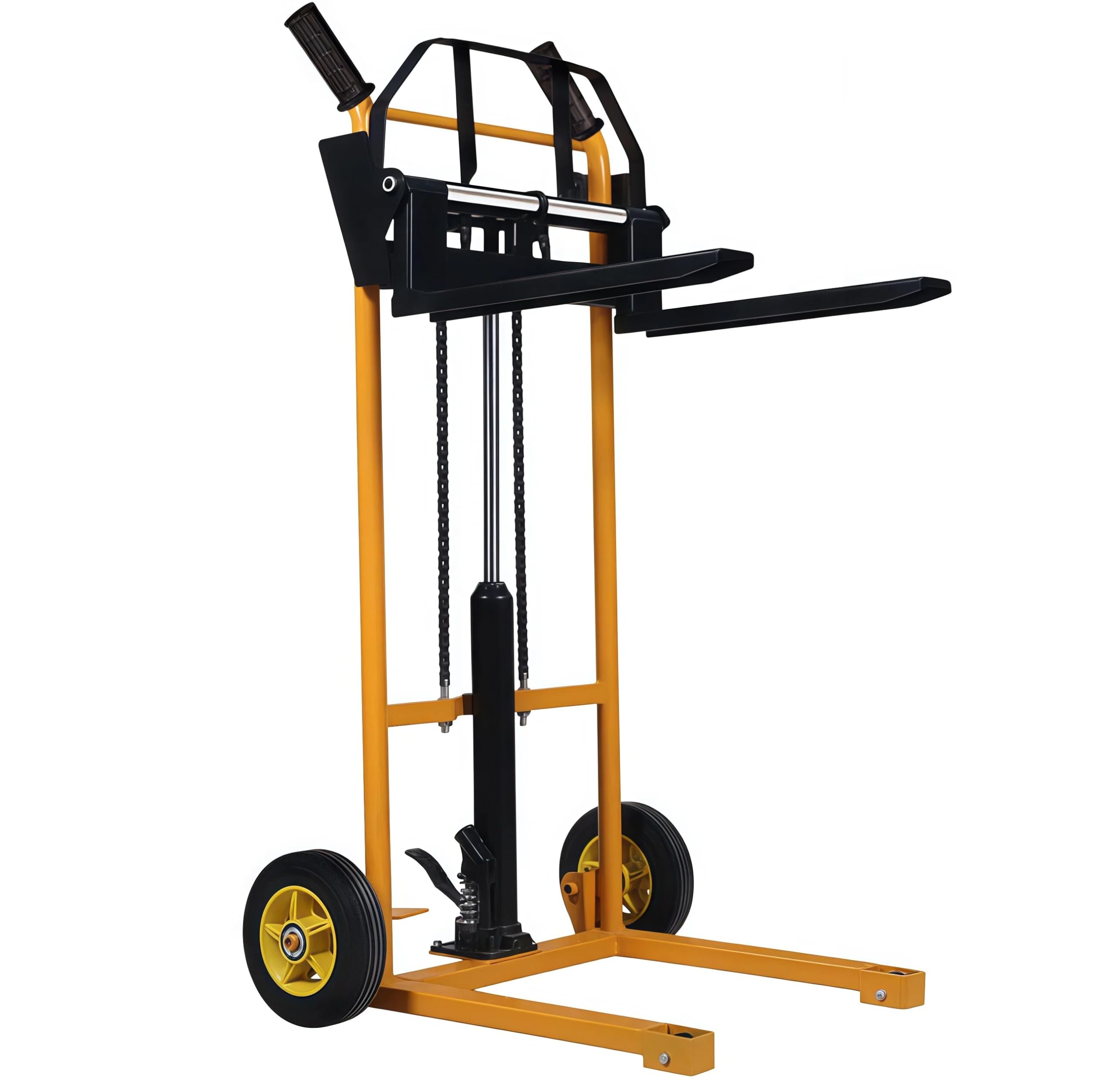 Elevador Hidráulico De Materiales, Transpaleta Manual con Capacidad para 200 Kg, Plataforma Plana De Acero Extraíble,Carretilla Elevadora De Transporte Móvil Apiladora de Palets