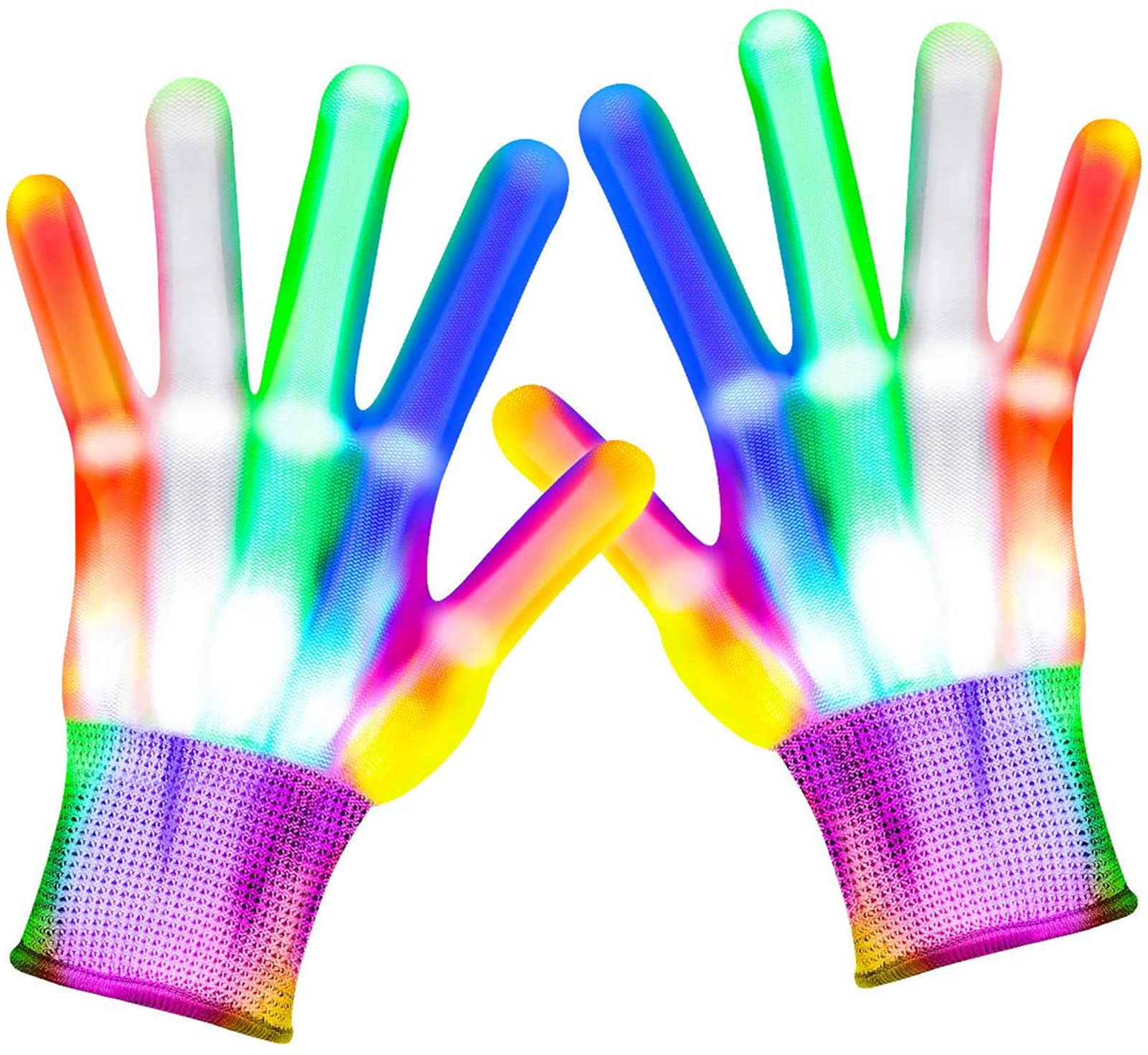 LED Gloves Rainbow Flashing Cool Toys for Boys and Girls Party Favors Glow Costume Gifts for Kids 3-12 Years Old Birthday Halloween Christmas