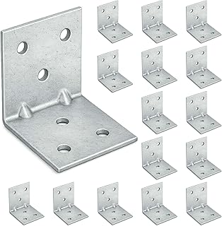 15 x Winkelverbinder mit Sicke (40 x 40 x 40 mm) Eckwinkel 90 Grad L Klammern Lochwinkel Schwerlast Winkel Holzverbinder Möbelverbinder Stuhl Verbinder Verzinkt
