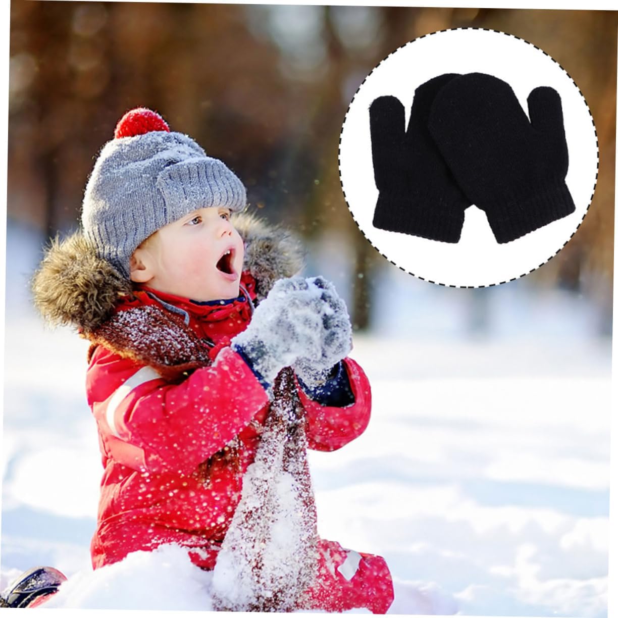 5pairs Warmest Boy Girl Gloves Knitted Mittens for Boys Girls Winter Heat Gloves Full Finger Newborn to