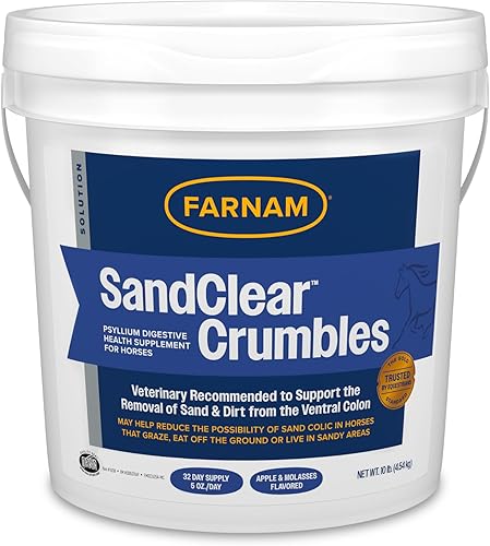 Farnam SandClear Psyllium Crumbles Suplemento para caballos, ayuda a eliminar la arena del colon y apoya la salud digestiva, sabor a manzana/melaza,