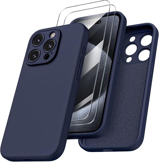 ORNARTO Cover per iPhone 15 pro Silicone 6.1 Pollici, con 2 Pellicola...
