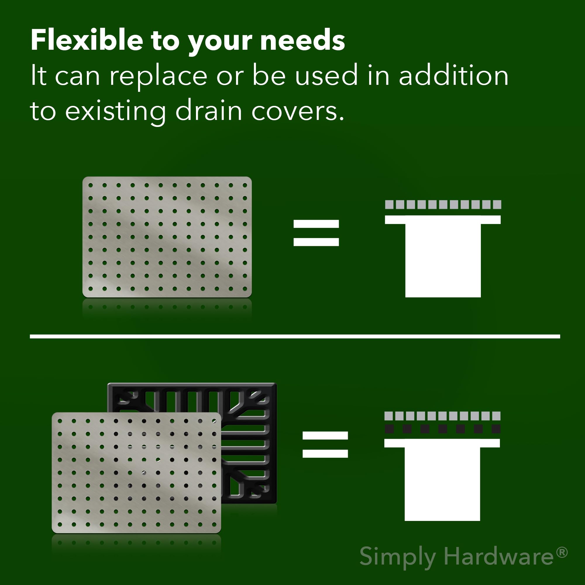 Simply Hardware Rectangle Drain Cover/Guard/Swirl Cover 11" x 8" (280mm x 200mm) - 108 Holes - Stainless Steel - Keep Drains Clear from Leaves & Debris - Image 4