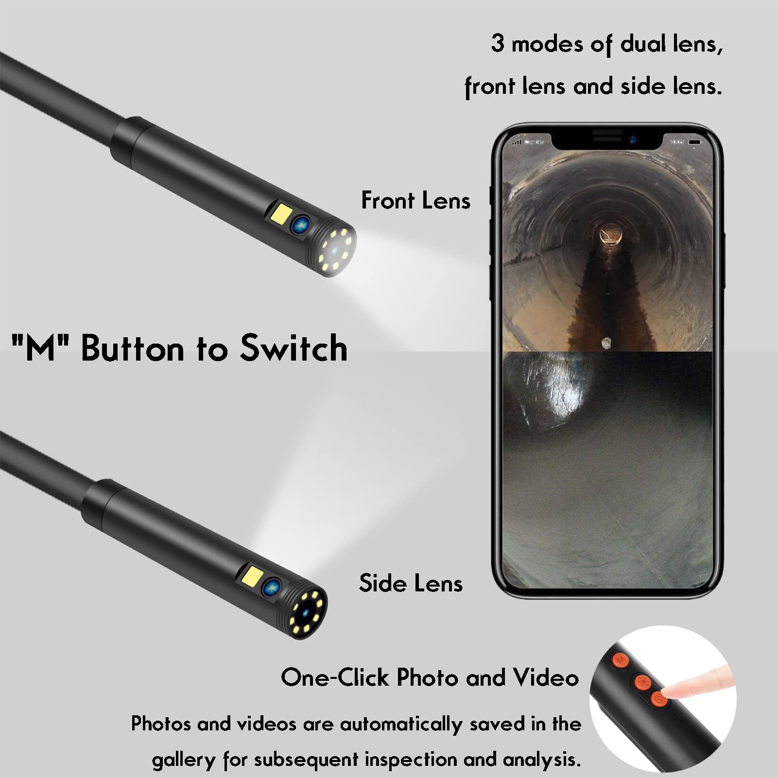 Amazon.co.jp: ファイバースコープ、内視鏡カメラ、工業用内視鏡、防水