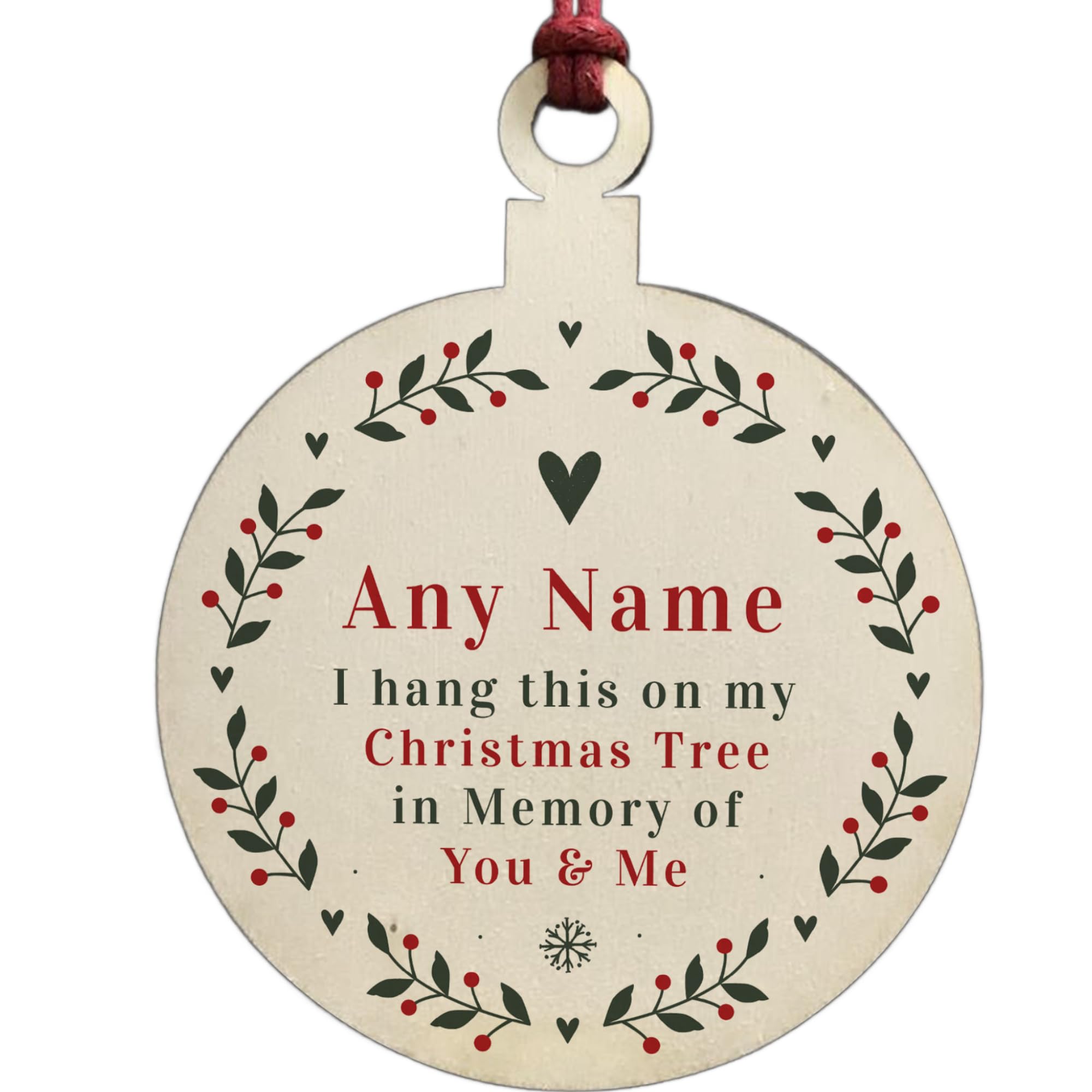 Personalised Rememberance Christmas Tree Bauble Wooden Ornament Bauble