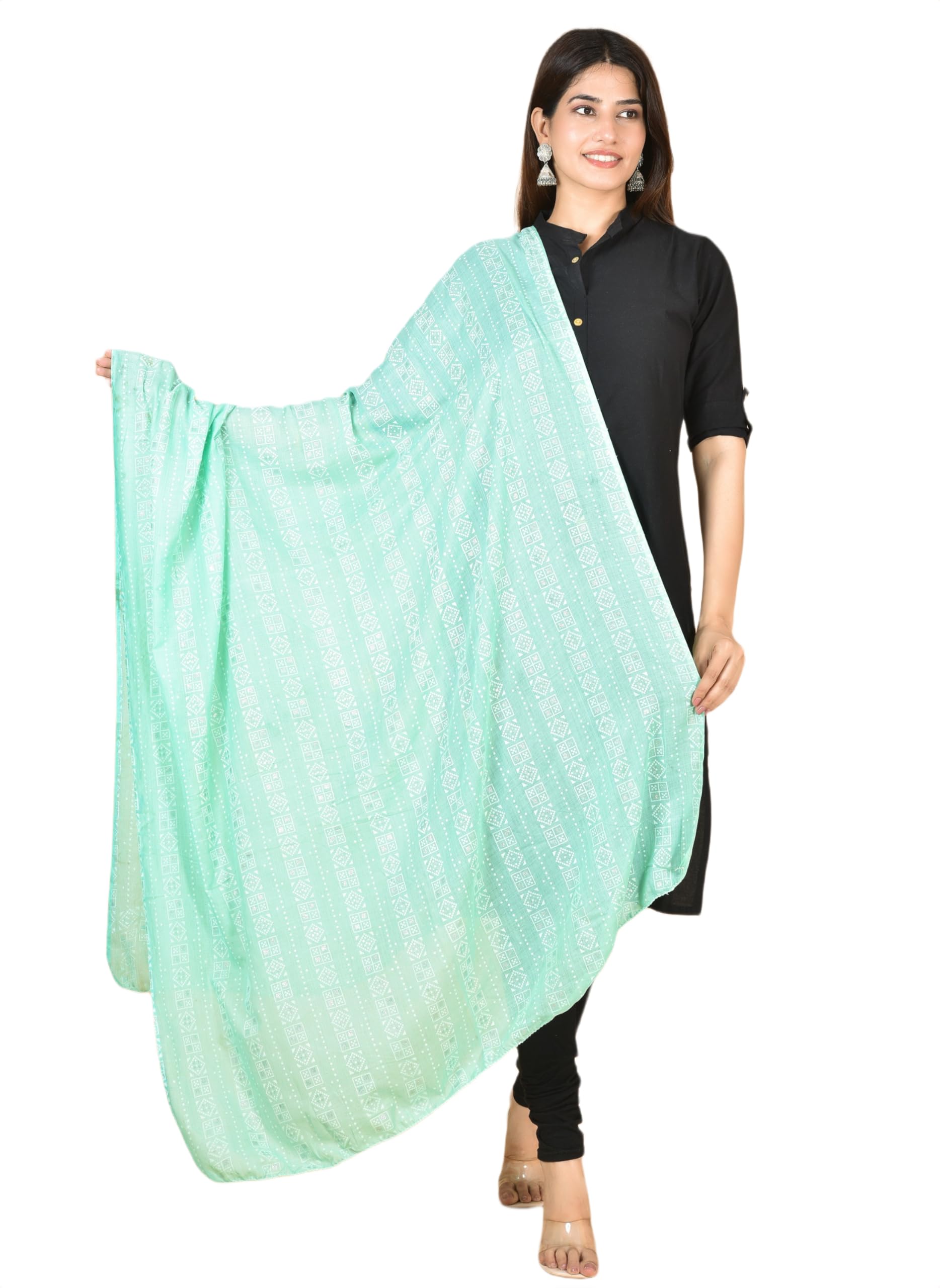 bahumaan Cotton Feel Zari Dupatta for Women 2.25 Meter | Printed Dupatta Soft Breathable Chunni Shawl Stole for women with Piku Lace | Premium Women Dupatta for Summer Wear-picture-10